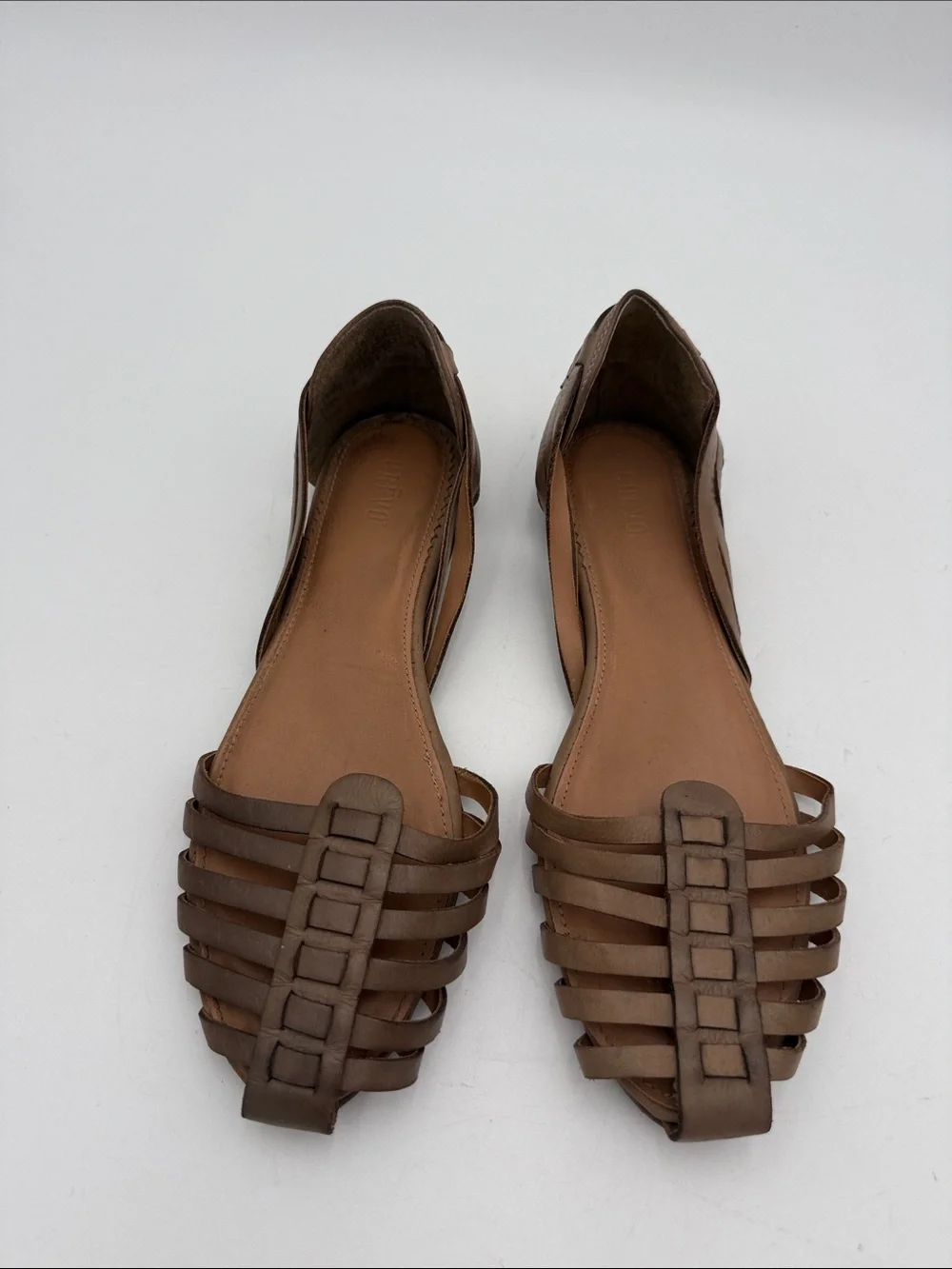 Crevo Brown Woven Leather Women's Flats 8.5 casual office vacation retro Y2K